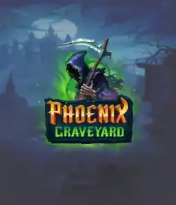 The eerie and atmospheric Phoenix Graveyard slot game interface by ELK Studios, featuring a mysterious graveyard setting. The visual highlights the slot's dynamic reel expansion mechanism, coupled with its stunning symbols and gothic theme. The design reflects the game's theme of rebirth and immortality, attractive for those interested in legends.